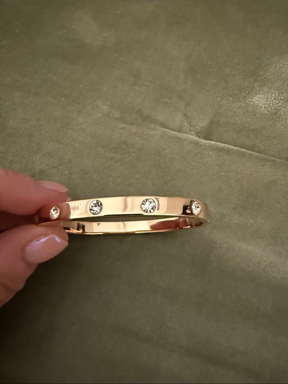 Park Lane Gold Bangle with Clear Crystal Accents
